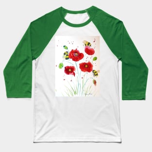 Bumble bees and Poppies Baseball T-Shirt